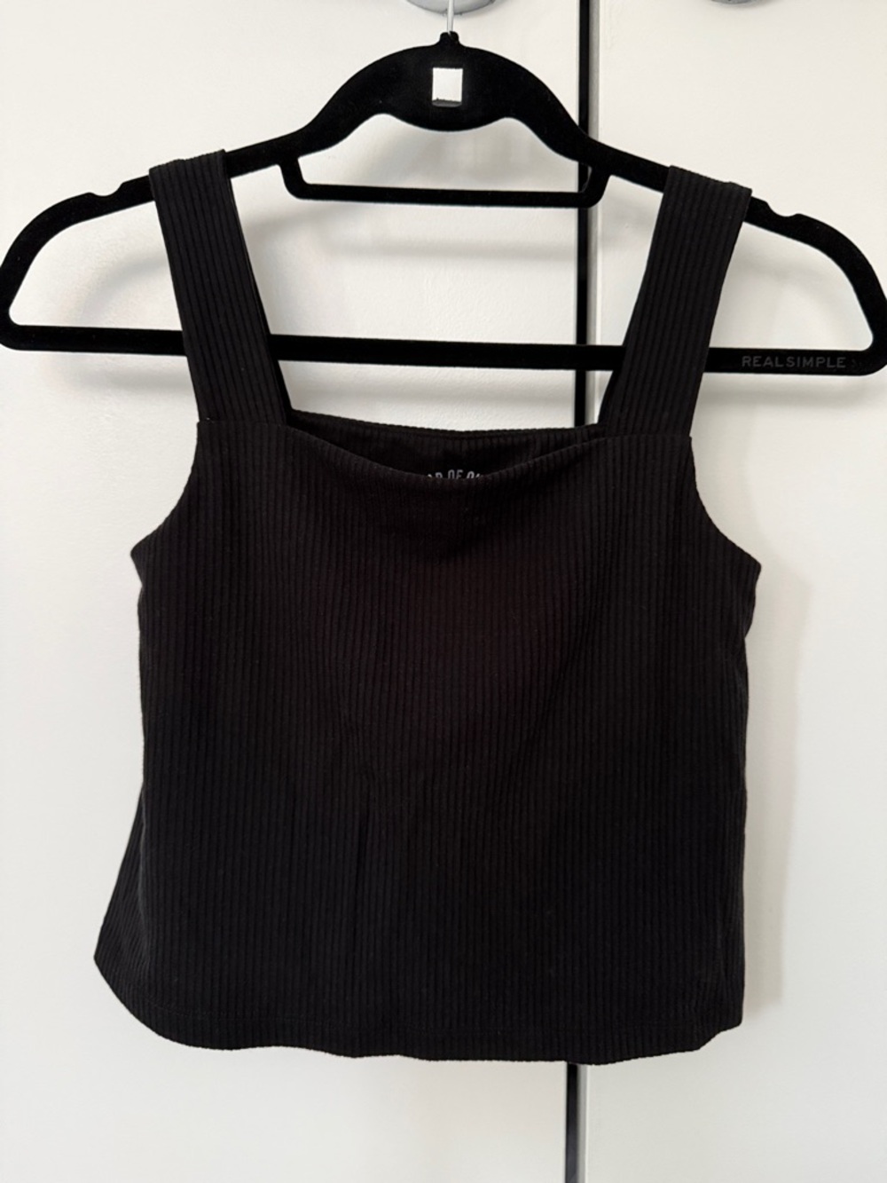 Year of Ours Black Ribbed Square Neck Cropped Tank